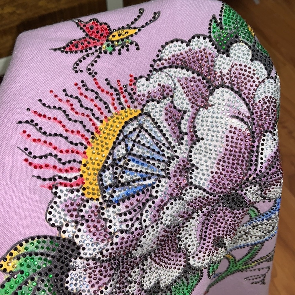 Ed Hardy *RARE* Chrysanthemum Rhinestone Shirt - Picture 5 of 10